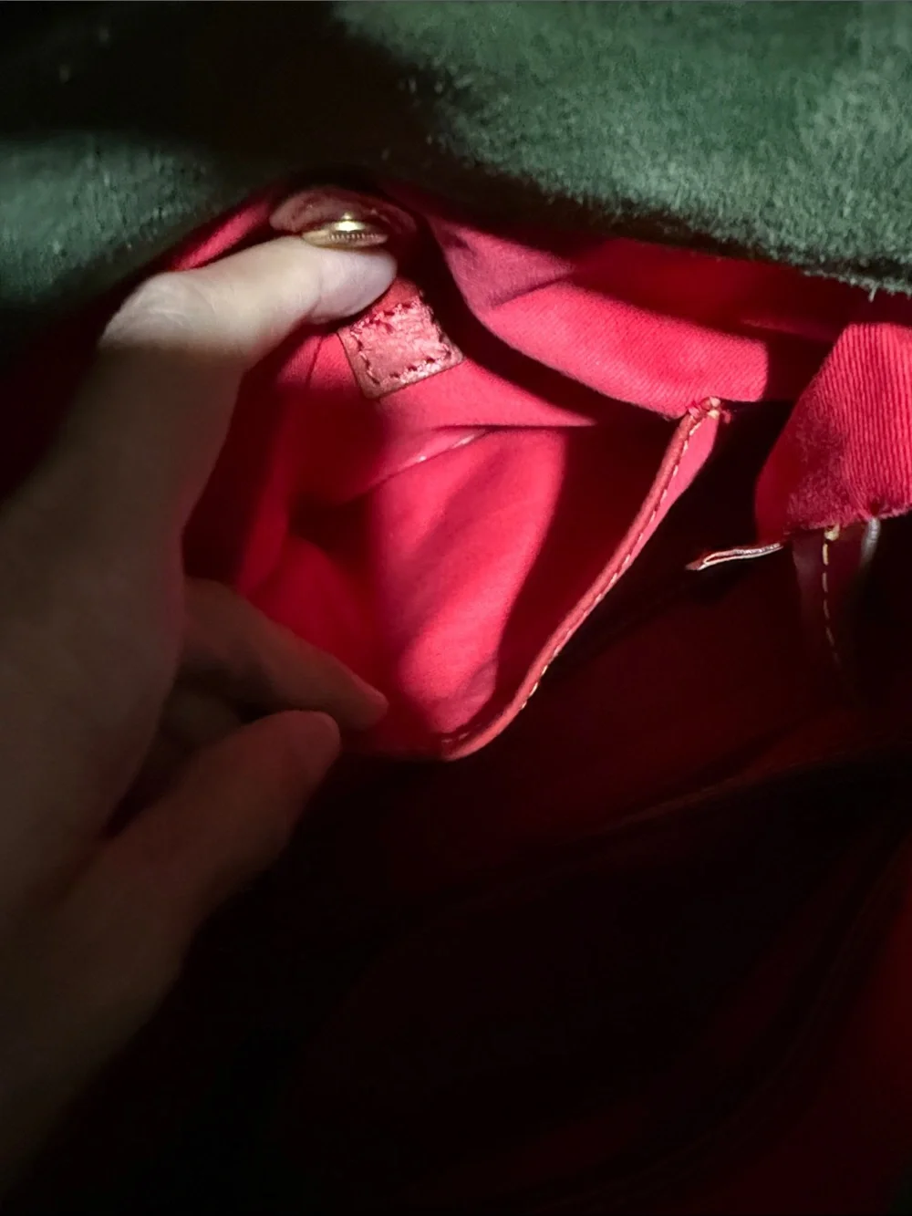Dooney & Bourke Red Leather Shoulder Satchel with Brass Accents